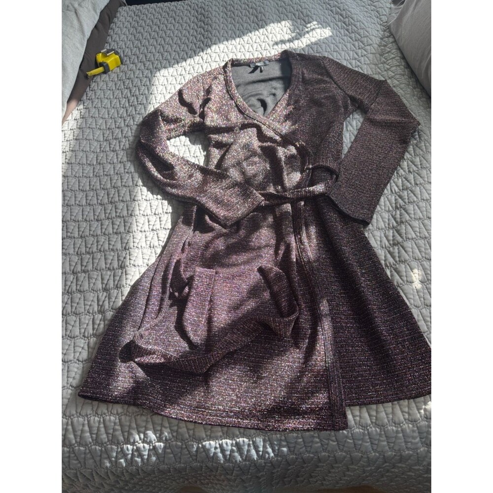 PAIGE Lucielle Longsleeve Stretchy Lurex Metallic Wrap Size XS - Picture 3 of 8